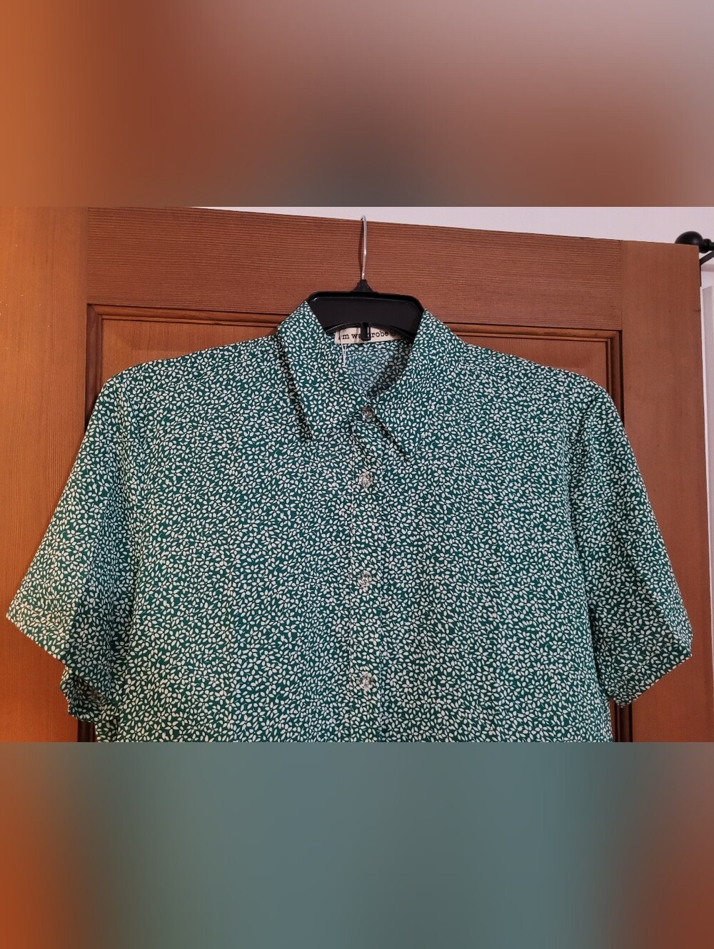 SM Wardrobe Green &White Collar Button Up Mini Dress